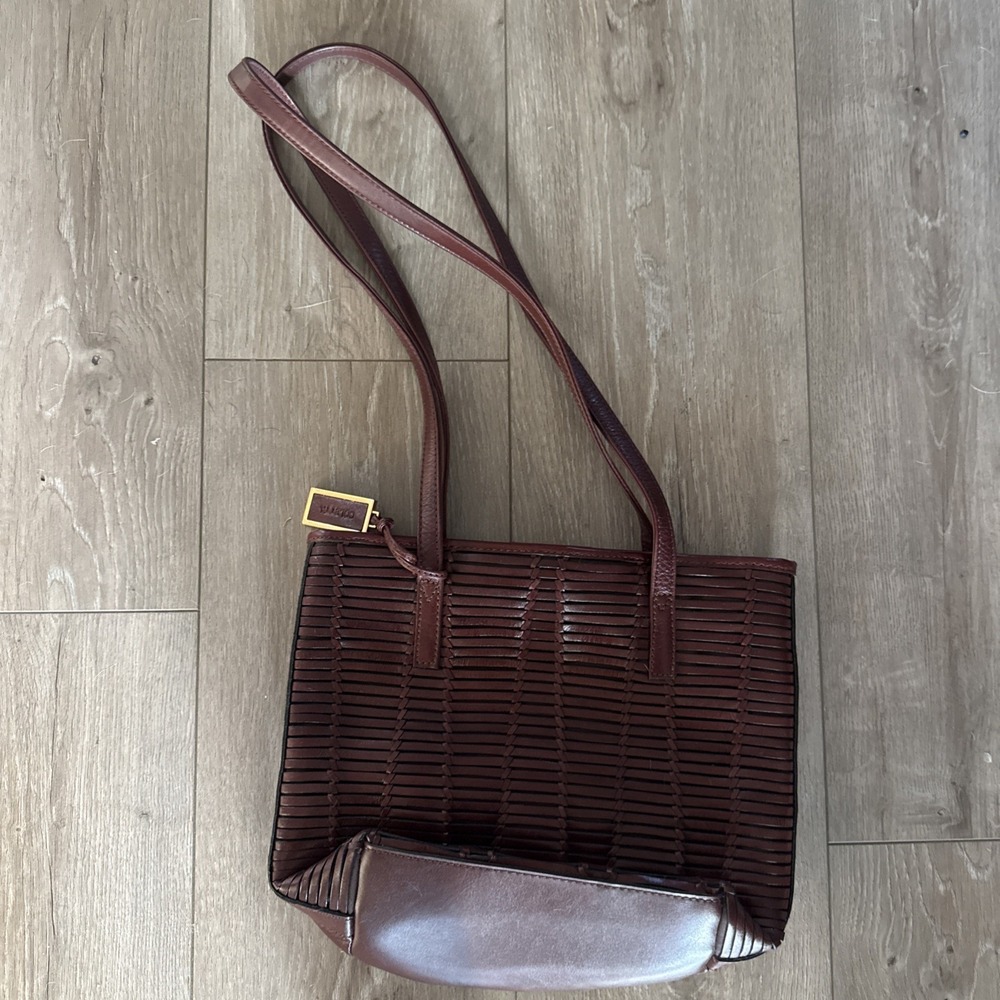 Coletta Genuine‎ Leather Brown Woven Leather Shoulder Bag Purse Vintage Boho